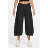 Nike Phoenix Fleece Loose Crop Barrel Pants In Black