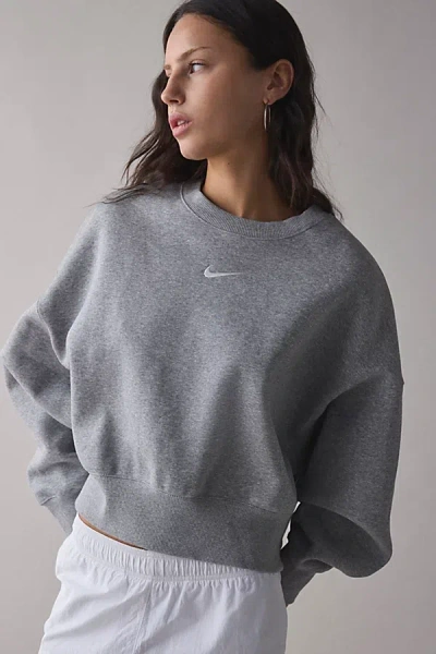 Nike Collection Fleece Oversized Crew Neck Sweatshirt In Gray