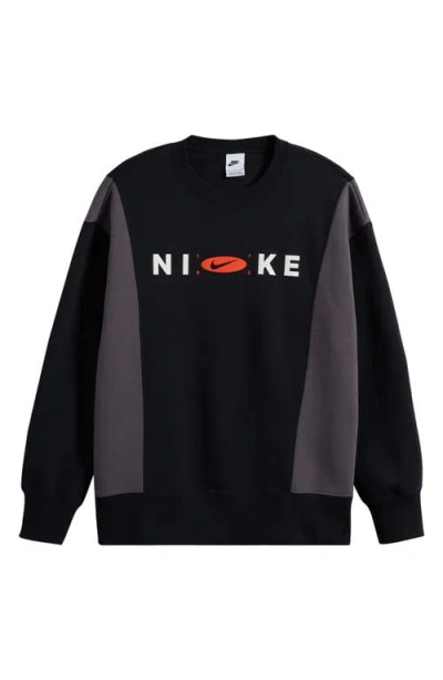 Nike Phoenix Fleece Oversize Crewneck Sweatshirt In Black