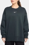 Nike Phoenix Fleece Oversize Crewneck Sweatshirt In Black
