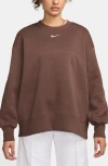 Nike Phoenix Fleece Oversize Crewneck Sweatshirt In Brown