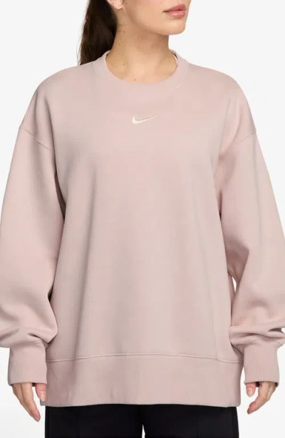 Nike Phoenix Fleece Oversize Crewneck Sweatshirt In Neutral