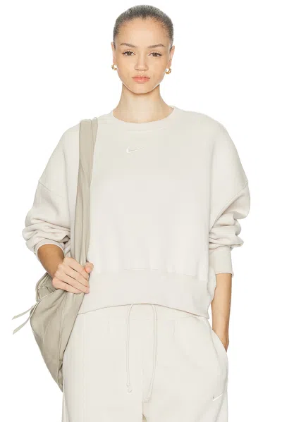 Nike Phoenix Fleece Oversized Crewneck Sweatshirt In White