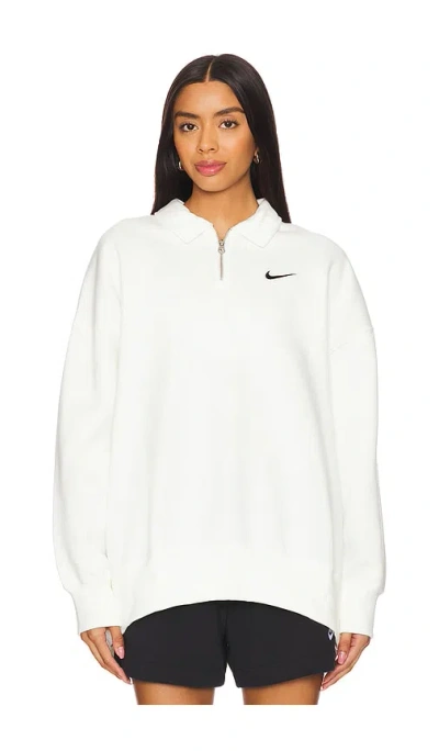 Nike Phoenix Fleece Polo In Sail & Black