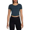 Nike Phoenix Fleece Short Sleeve Crop Sweatshirt In Blue
