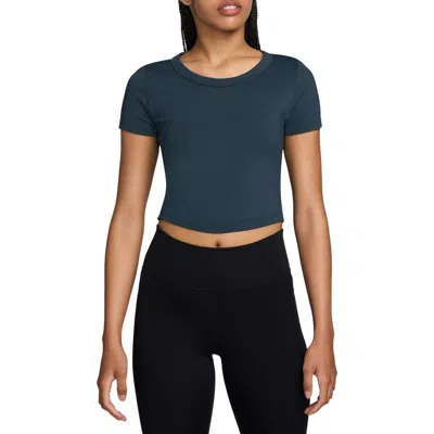 Nike Phoenix Fleece Short Sleeve Crop Sweatshirt In Blue