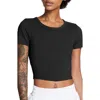 Nike Phoenix Fleece Short Sleeve Crop Sweatshirt In Black