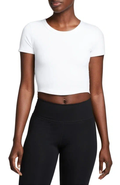 Nike Women's One Fitted Dri-fit Short-sleeve Cropped Top In White/ Black