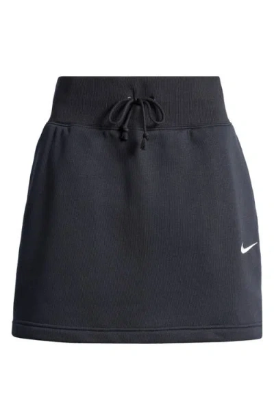 Nike Phoenix High Waist Fleece Miniskirt In Black