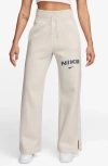 Nike Phoenix High Waist Logo Fleece Sweatpants In Off White