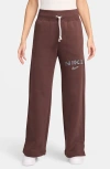 Nike Women's  Sportswear Phoenix Fleece High-waisted Wide-leg Logo Pants In Red Sepia