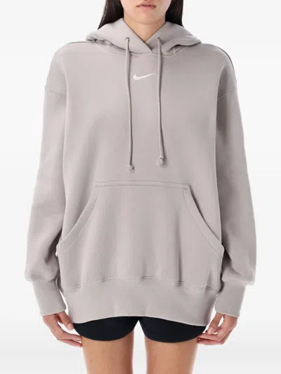Nike Phoenix Logo-embroidered Hoodie In Gray