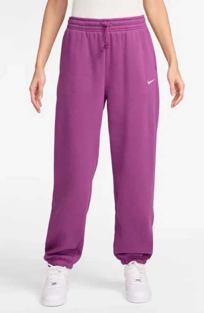 Nike Phoenix Oversize Fleece Sweatpants In Purple/sail