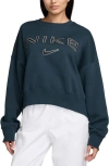 Nike Phoenix Oversize Logo Fleece Sweatshirt In Armory Navy/photon Dust