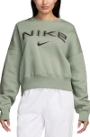 Nike Phoenix Oversize Logo Fleece Sweatshirt In Jade Horizon/lt Orewood Brown