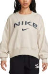 Nike Womens  Nsw Phoenix Oos Fleece Logo Crew In Light Orewood Brown/white