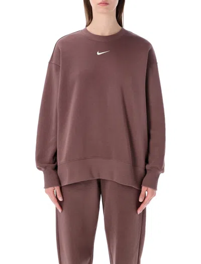 Nike Phoenix Oversized Crewneck Sweatshirt - Size S In Tattoo