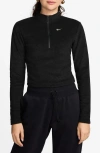 Nike Phoenix Plush Fleece Half Zip Pullover In Black/sail