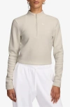 Nike Women's  Sportswear Phoenix Plush Slim Long-sleeve Cozy Fleece 1/2-zip Top In Light Orewood Brown/sail