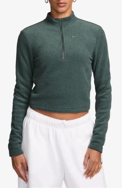 Nike Phoenix Plush Fleece Half Zip Pullover In Green