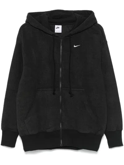 Nike Women's  Sportswear Oversized Jersey Full-zip Hoodie In Black/ White