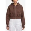 Nike Phoenix Relaxed Fit Cotton Blend Fleece Hoodie In Brown
