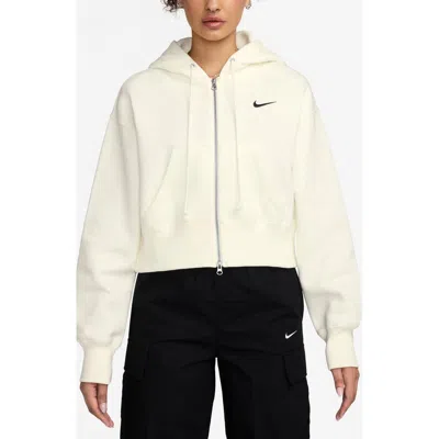 Nike Phoenix Relaxed Fit Cotton Blend Fleece Hoodie In White