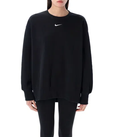 Nike Logo-embroidered Crew-neck Sweatshirt In Black