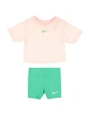 Nike Babies'  Pic- Boxy Tee Short Set Toddler Girl Tracksuit Light Pink Size 7 Cotton, Polyester
