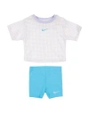Nike Babies'  Pic- Boxy Tee Short Set Toddler Girl Tracksuit Light Purple Size 7 Cotton, Polyester