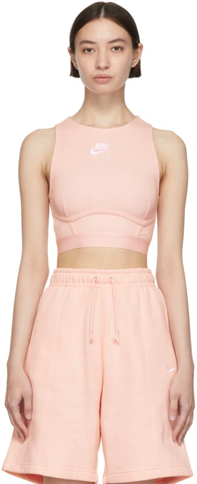 Nike Pink Air Ribbed Tank In Atmosphere/white