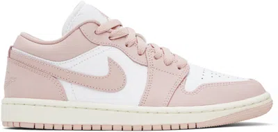 Nike Pink & White Air Jordan 1 Low Sneakers In White/pink Oxford-sa