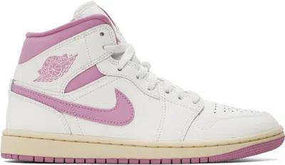 Nike Pink & White Air Jordan 1 Mid Sneakers In Sail/orchid-muslin