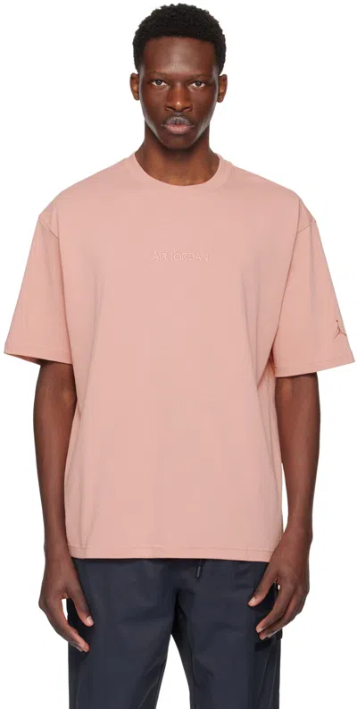 Nike Pink Wordmark T-shirt In Rust Pink