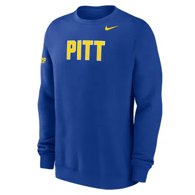 Nike Pitt Club Fleece  Men's College Crew-neck Sweatshirt In Blue