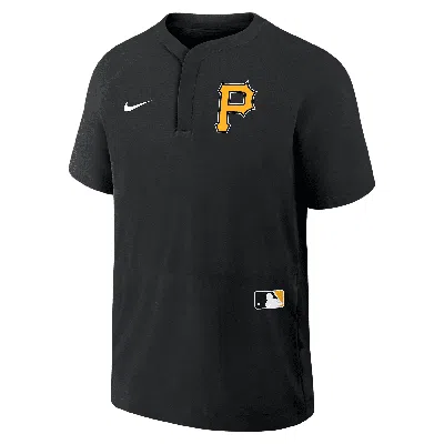 Nike Pittsburgh Pirates Authentic Collection  Men's Mlb Short-sleeve Windshirt In Black