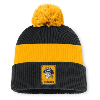 Nike Pittsburgh Pirates Cooperstown Peak  Men's Mlb Cuffed Pom Beanie In Black