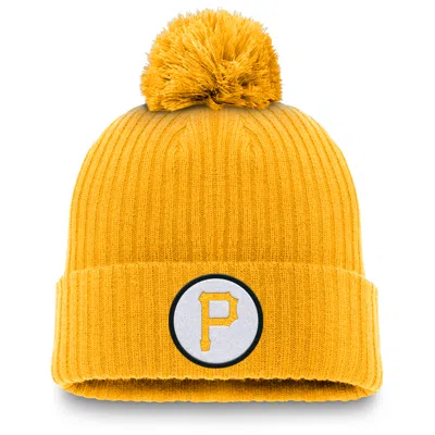 Nike Pittsburgh Pirates Cooperstown Peak  Men's Mlb Cuffed Pom Beanie In Yellow