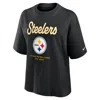 Nike Pittsburgh Steelers Essential Script Boxy  Women's Nfl T-shirt In Black