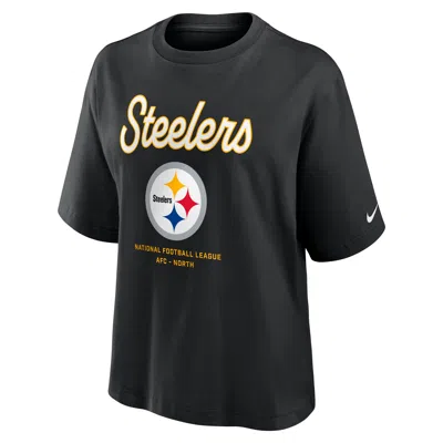 Nike Pittsburgh Steelers Essential Script Boxy  Women's Nfl T-shirt In Black