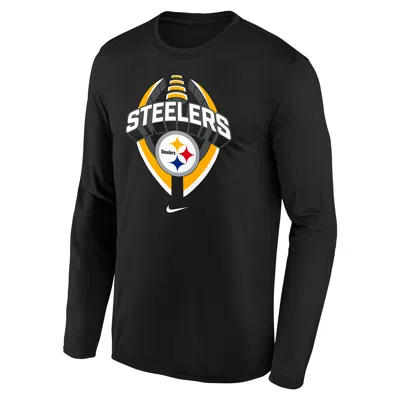 Nike Pittsburgh Steelers Legend Icon Big Kids'  Dri-fit Nfl Long-sleeve T-shirt In Black
