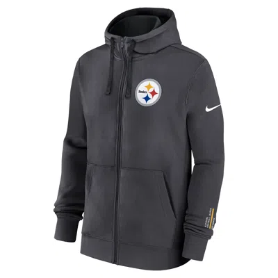 Nike Pittsburgh Steelers Playbook Page Club  Men's Nfl Full-zip Hoodie In Gray