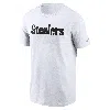 Nike Men's White Pittsburgh Steelers Primetime Wordmark Essential T-shirt In White