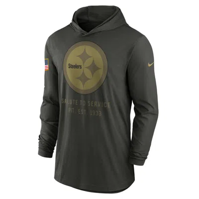 Nike Pittsburgh Steelers Salute To Service Sideline Menâs  Men's Dri-fit Nfl Long-sleeve Hooded Top In Black