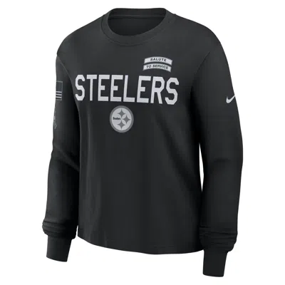 Nike Pittsburgh Steelers Salute To Service Sideline  Women's Dri-fit Nfl Long-sleeve T-shirt In Black