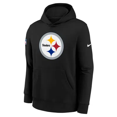 Nike Pittsburgh Steelers Sideline Club Big Kids'  Nfl Pullover Hoodie In Black