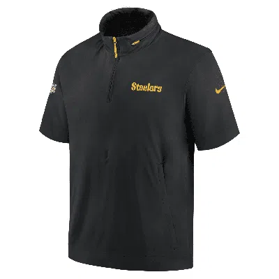 Nike Black Pittsburgh Steelers 2024 Sideline Coach Short Sleeve Half-zip Hoodie Jacket