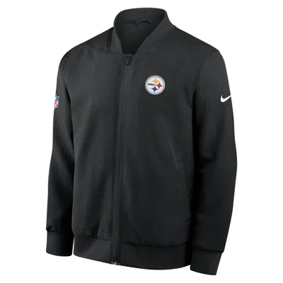 Nike Pittsburgh Steelers Sideline  Men's Nfl Full-zip Bomber Jacket In Black