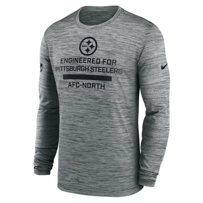 Nike Gray Pittsburgh Steelers Sideline Velocity Performance Long Sleeve T-shirt