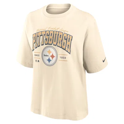Nike Pittsburgh Steelers Vintage Mod Boxy  Women's Nfl T-shirt In Neutral